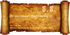 Breslauer Baltazár névjegykártya